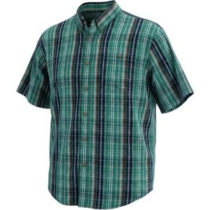 Duluth Trading Co Plaid Short Sleeve Shirt Men 2XL Green Cotton Button Down